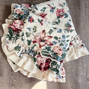 Pair of Cream Ruffled‎ Lace Pillow Sham Case Cottagecore Farmhouse Bedding Decor